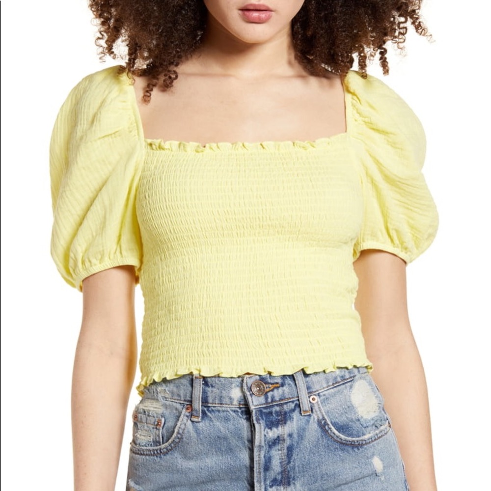 Socialite yellow puff sleeve top NEW WITH TAGS